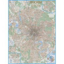 Настенная карта Карты Москвы с каждым домом 1:21 тыс., на отвесах