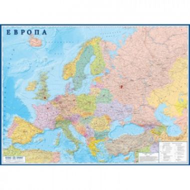 Настенная карта Европа 1,6х1,2м 1:3,8млн политическая