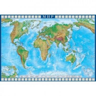 Настенная карта Мир 1,5х1,05м 1:22млн физическая