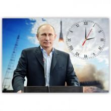 Часы настенные стеклянные прямоугольные  Путин В.В.