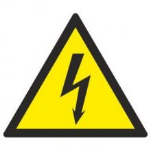 Знак безопасности W08 Опасность поражения эл.током (плёнка,200х200)