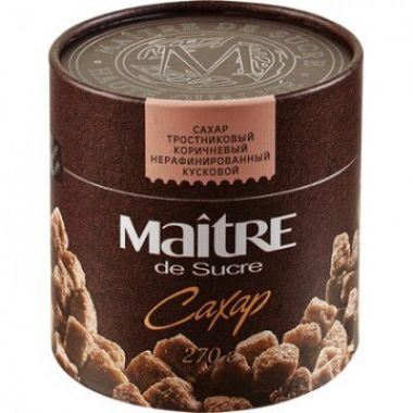 Сахар Maitre de Sucre тростниковый коричневый кусковой,270г