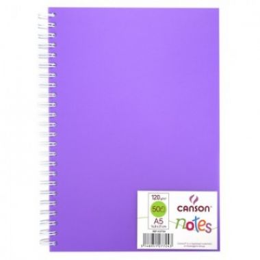 Блокнот Canson Notes на спирали,120гр,14,8х21см,50л, фиолетовый