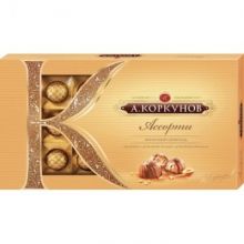 Набор шоколадных конфет А.Коркунов ассорти молочный шоколад с цельным орехо