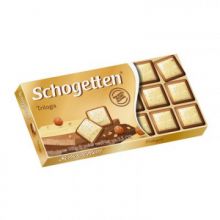 Шоколад Schogetten белый с грильяжом и фунд,мол.шок.с джандуей и фунд 100г