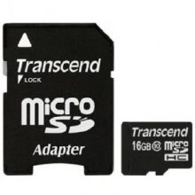 Карта памяти Transcend microSDHC 16GB Class10(TS16GUSDHC10)+адаптер