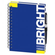 Бизнес-тетрадь Bright,А5,120л,148х205,резинка под ручку, кл,син,0014