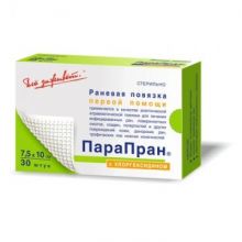 Повязка ПараПран , с хлоргексидином, 7,5х10 см, №30