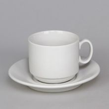 Чайная пара Экспресс белая, фарфор чашка 220мл блюдце d-14см  C1628